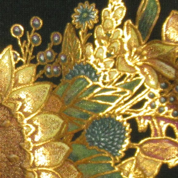 Morning Sun Vintage Grandma Sweatshirt Double Collar Dark Green Sunflower M - Picture 10 of 11